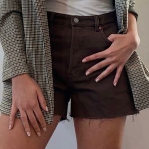 & other Stories Stockholm Atilier high waisted button fly brown denim shorts 28